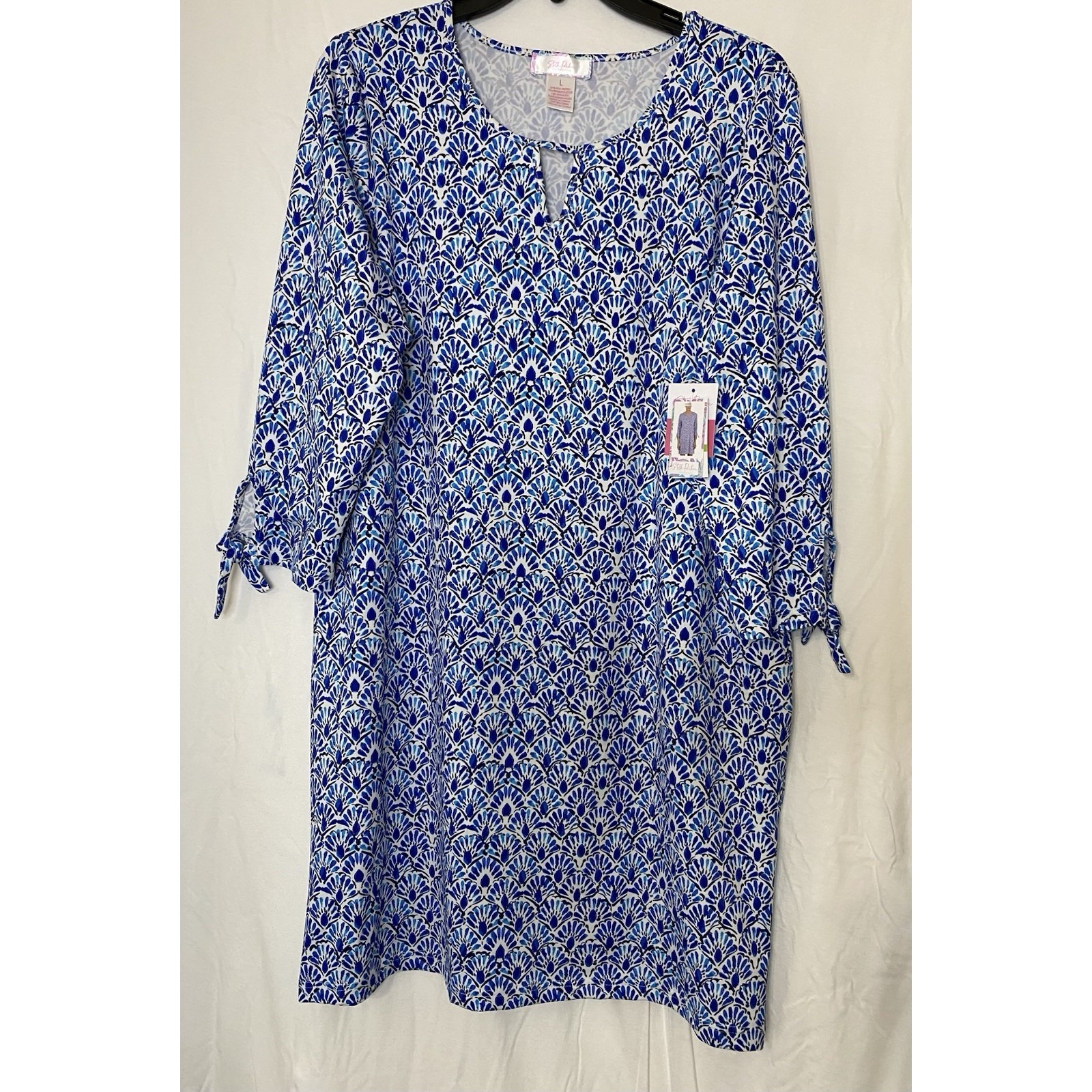Stella Parker Womens Cool Tide Tiles Beach Dress Upf 50 Size L New